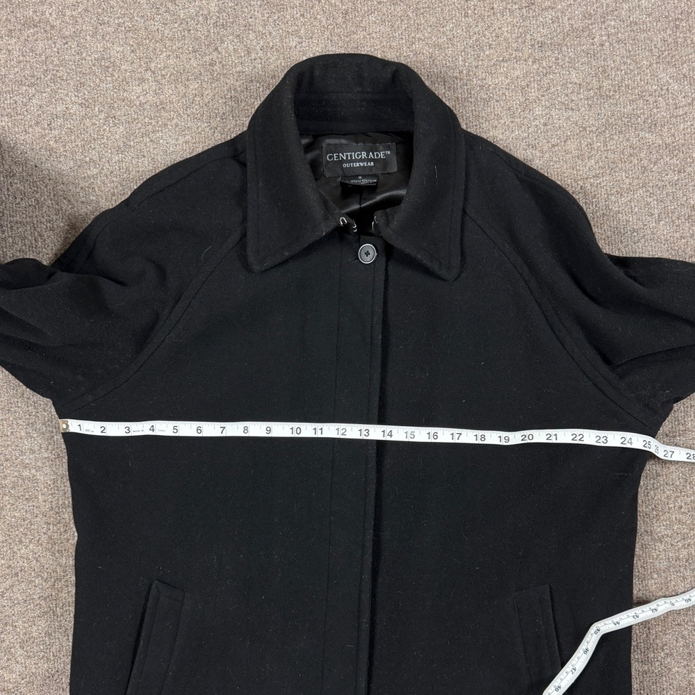 VTG Black Wool Blend Mid-Length Overcoat Women’s XL Button Closure Drop Shoulder - Picture 8 of 9